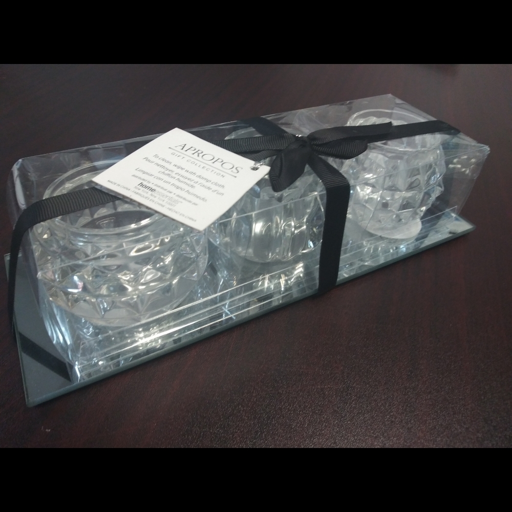 NWT Apropos $170 Crystal Candle Holder Gift Set